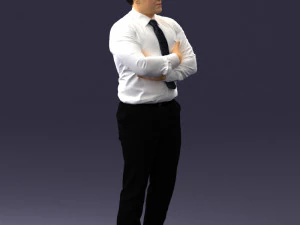 000442 Posa realistica dell'uomo d'affari in piedi con le braccia incrociate Modello 3D