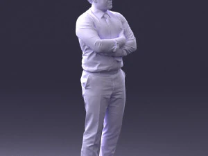 000442 Posa realistica dell'uomo d'affari in piedi con le braccia incrociate Modello 3D