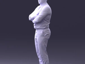 000442 Posa realistica dell'uomo d'affari in piedi con le braccia incrociate Modello 3D