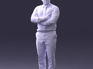 000442 Posa realistica dell'uomo d'affari in piedi con le braccia incrociate Modello 3D