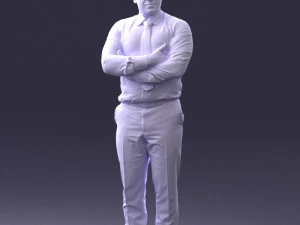 000442 Posa realistica dell'uomo d'affari in piedi con le braccia incrociate Modello 3D