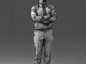 000442 Posa realistica dell'uomo d'affari in piedi con le braccia incrociate Modello 3D