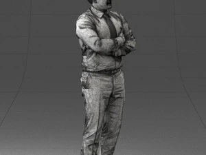 000442 Posa realistica dell'uomo d'affari in piedi con le braccia incrociate Modello 3D