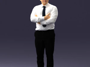 000442 Realistic Businessman Standing Pose Arms Crossed 3dp 3D Print Model