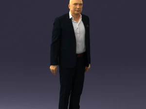 000443 Realistischer kahlk&ouml;pfiger Gesch&auml;ftsmann in stehender Pose 3D Modell