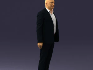 000443 Realistischer kahlk&ouml;pfiger Gesch&auml;ftsmann in stehender Pose 3D Modell
