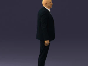 000443 Realistischer kahlk&ouml;pfiger Gesch&auml;ftsmann in stehender Pose 3D Modell