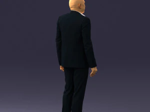 000443 Realistischer kahlk&ouml;pfiger Gesch&auml;ftsmann in stehender Pose 3D Modell