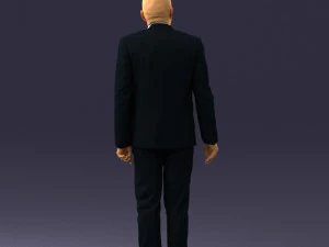 000443 Realistischer kahlk&ouml;pfiger Gesch&auml;ftsmann in stehender Pose 3D Modell