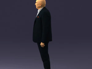 000443 Realistischer kahlk&ouml;pfiger Gesch&auml;ftsmann in stehender Pose 3D Modell