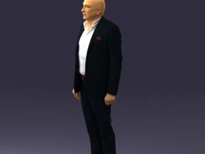 000443 Realistischer kahlk&ouml;pfiger Gesch&auml;ftsmann in stehender Pose 3D Modell