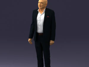 000443 Realistischer kahlk&ouml;pfiger Gesch&auml;ftsmann in stehender Pose 3D Modell