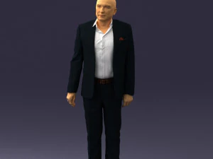 000443 Realistischer kahlk&ouml;pfiger Gesch&auml;ftsmann in stehender Pose 3D Modell