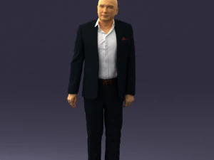 000443 Realistischer kahlk&ouml;pfiger Gesch&auml;ftsmann in stehender Pose 3D Modell