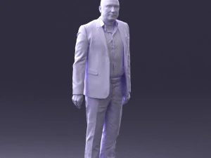 000443 Realistischer kahlk&ouml;pfiger Gesch&auml;ftsmann in stehender Pose 3D Modell