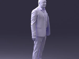 000443 Realistischer kahlk&ouml;pfiger Gesch&auml;ftsmann in stehender Pose 3D Modell