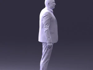 000443 Realistischer kahlk&ouml;pfiger Gesch&auml;ftsmann in stehender Pose 3D Modell