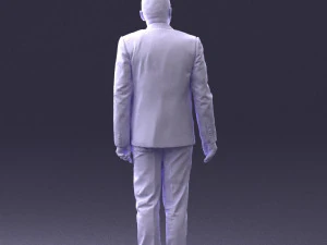 000443 Realistischer kahlk&ouml;pfiger Gesch&auml;ftsmann in stehender Pose 3D Modell