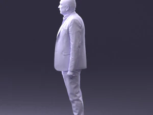 000443 Realistischer kahlk&ouml;pfiger Gesch&auml;ftsmann in stehender Pose 3D Modell