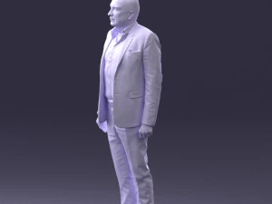 000443 Realistischer kahlk&ouml;pfiger Gesch&auml;ftsmann in stehender Pose 3D Modell