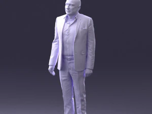 000443 Realistischer kahlk&ouml;pfiger Gesch&auml;ftsmann in stehender Pose 3D Modell