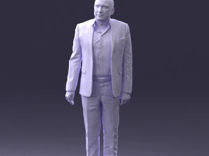 000443 Realistischer kahlk&ouml;pfiger Gesch&auml;ftsmann in stehender Pose 3D Modell