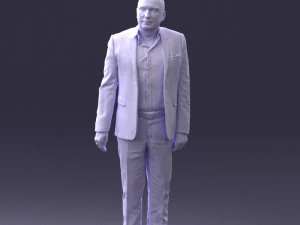 000443 Realistischer kahlk&ouml;pfiger Gesch&auml;ftsmann in stehender Pose 3D Modell