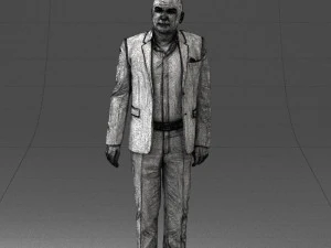 000443 Realistischer kahlk&ouml;pfiger Gesch&auml;ftsmann in stehender Pose 3D Modell