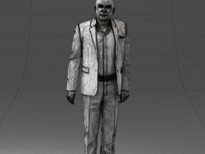 000443 Realistischer kahlk&ouml;pfiger Gesch&auml;ftsmann in stehender Pose 3D Modell