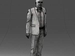 000443 Realistischer kahlk&ouml;pfiger Gesch&auml;ftsmann in stehender Pose 3D Modell