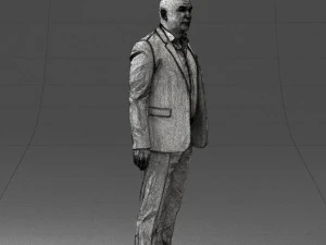 000443 Realistischer kahlk&ouml;pfiger Gesch&auml;ftsmann in stehender Pose 3D Modell