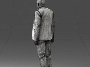 000443 Realistischer kahlk&ouml;pfiger Gesch&auml;ftsmann in stehender Pose 3D Modell