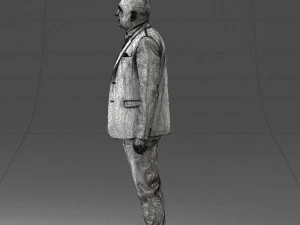 000443 Realistischer kahlk&ouml;pfiger Gesch&auml;ftsmann in stehender Pose 3D Modell