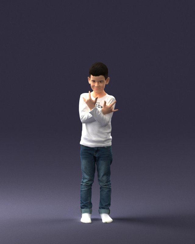 boy in pose 0105 3d print ready 3D 프린트 모델 .c4d .max .obj .3ds .fbx .stl .blend 