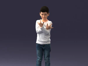 000439 Realistic Young Boy with Expressive Hand Gesture 3dp 3D Print Model