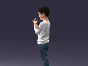 000439 Realistic Young Boy with Expressive Hand Gesture 3dp 3D Print Model
