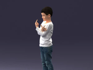 000439 Realistic Young Boy with Expressive Hand Gesture 3dp 3D Print Model