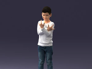 000439 Realistic Young Boy with Expressive Hand Gesture 3dp 3D Print Model
