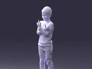 000439 Realistic Young Boy with Expressive Hand Gesture 3dp 3D Print Model