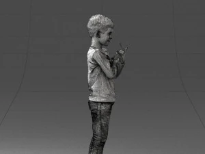 000439 Realistic Young Boy with Expressive Hand Gesture 3dp 3D Print Model