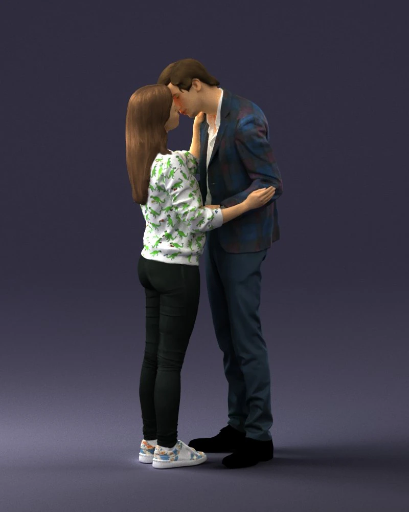 000444 Realistic Young Couple Embracing 3dp 3D Print Model .c4d .max .obj .3ds .fbx .stl .blend