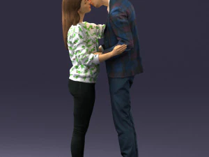 000444 Realistic Young Couple Embracing 3dp 3D Print Model