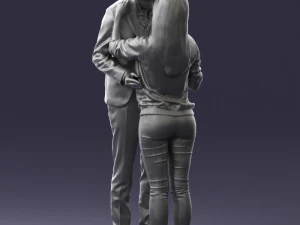 000444 Realistic Young Couple Embracing 3dp 3D Print Model
