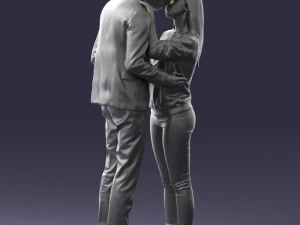 000444 Realistic Young Couple Embracing 3dp 3D Print Model