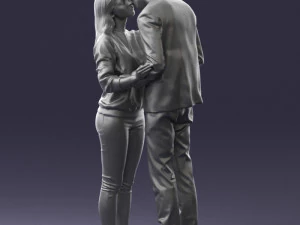 000444 Realistic Young Couple Embracing 3dp 3D Print Model