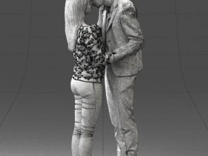 000444 Realistic Young Couple Embracing 3dp 3D Print Model