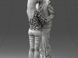 000444 Realistic Young Couple Embracing 3dp 3D Print Model