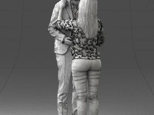 000444 Realistic Young Couple Embracing 3dp 3D Print Model