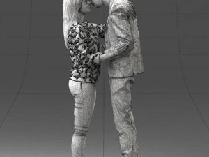 000444 Realistic Young Couple Embracing 3dp 3D Print Model