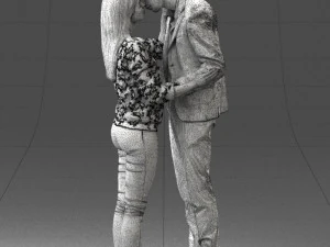 000444 Realistic Young Couple Embracing 3dp 3D Print Model